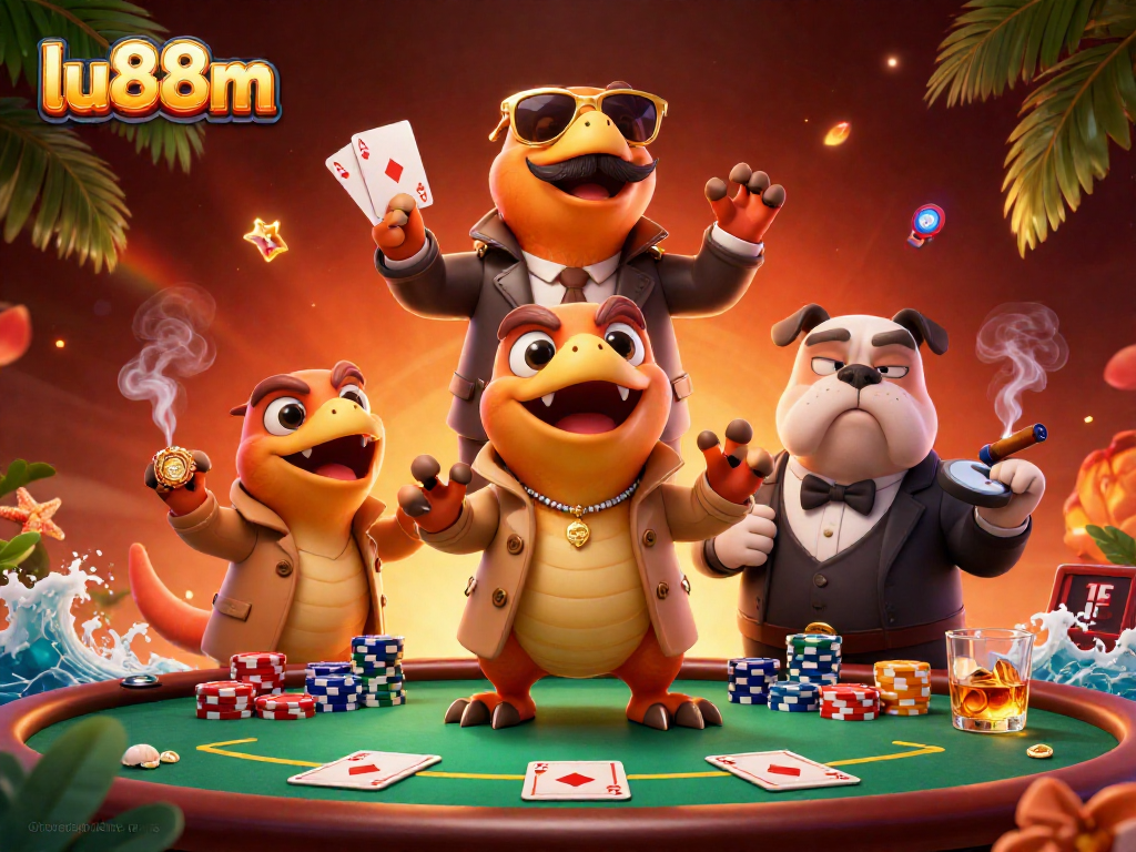 Watch 3D cartoon raptors blend into casino excitement at lu88m with poker elements and dynamic action.