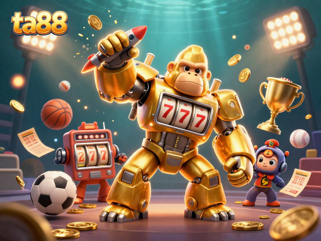 Experience ta88 excitement with a golden gorilla mech and sports elements dynamically integrated.