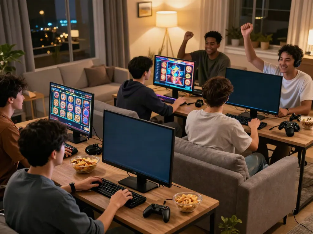 Players enjoying slot qris games together in a cozy gaming environment.