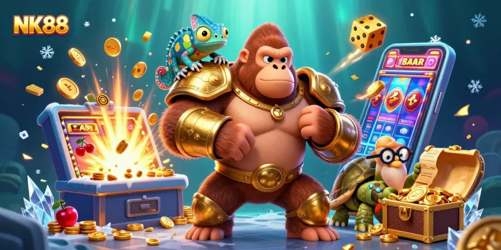 Engage with thrilling NK88 casino games featuring vibrant graphics and iconic symbols.
