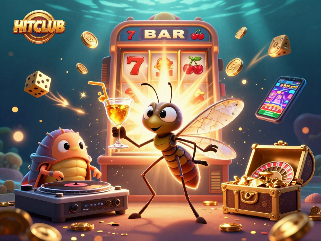 Join the excitement at HITCLUB with vibrant 3D casino illustration showcasing thrilling gaming elements.